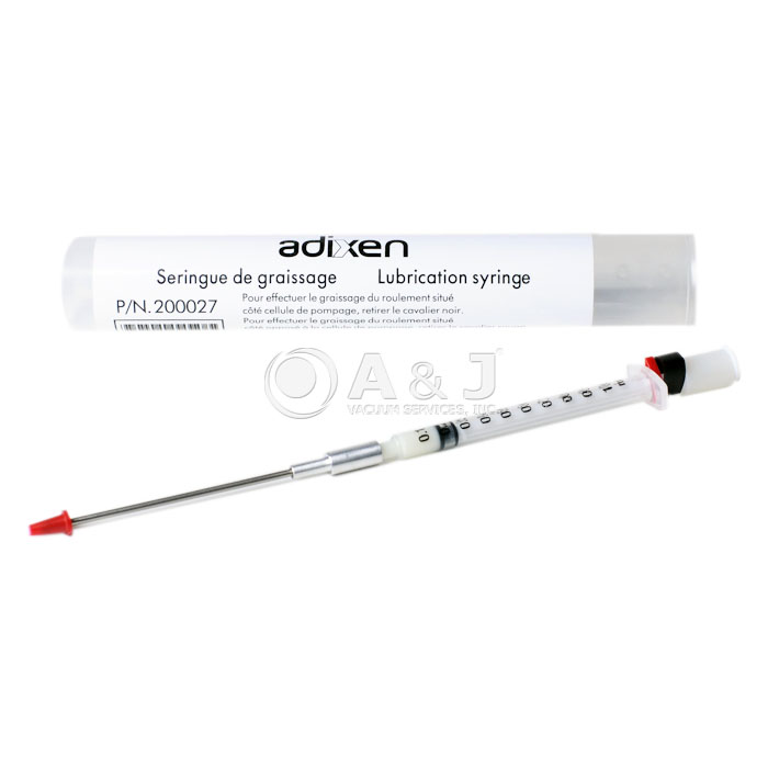 Alcatel Adixen Lubrication Syringe for Turbo Pump, Turbomolecular Drag Vacuum Pump Bearings, Old PN 056993 and New PN 200027