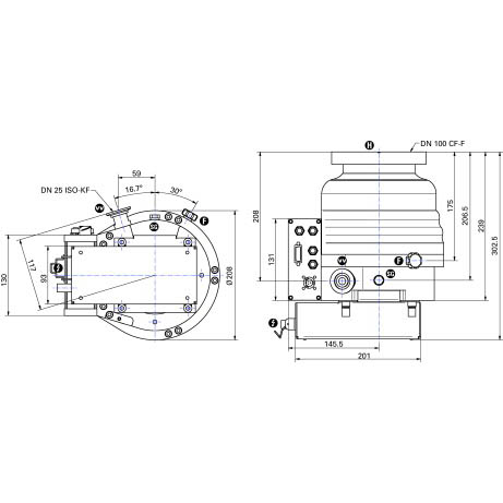 HiPace 400, inlet flange DN 100 CF-F, DN 25 ISO, PMP04244