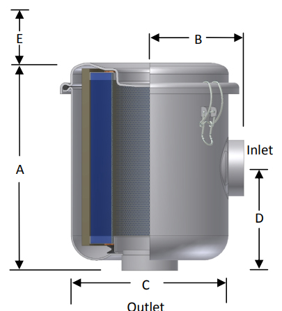 Vacuum Filter, CSL Series, 3/8 BSPP Half Coupling, Imperial Connections, CSL-824-039HC, Dimensions