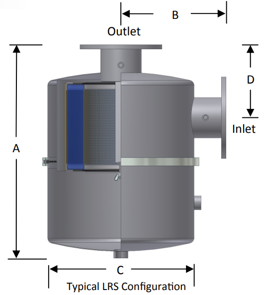 AJVS Liquid Separator, LRS Series, Dimensions