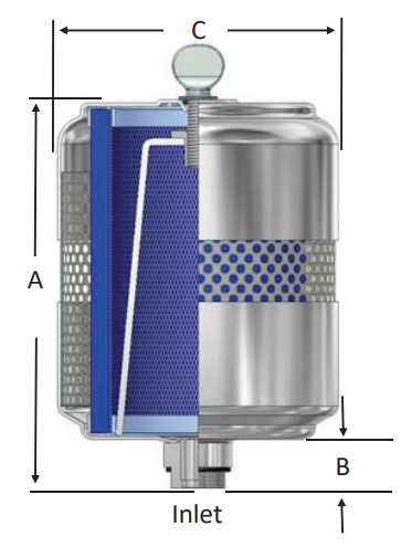 Auspufffilter FO R 8 / 9 / 16,Auslass DN 25 KF