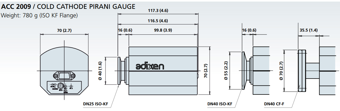 Adixen ACC 2009-SP, Dimensions