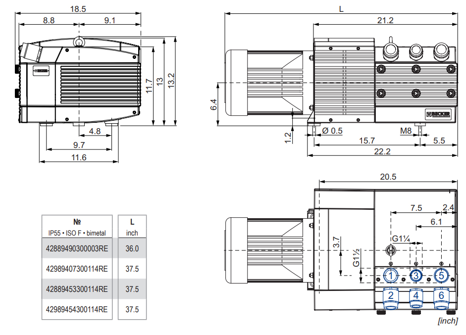 Becker DVT 3.100, G007153 / 4M224G213TC, Dimensions