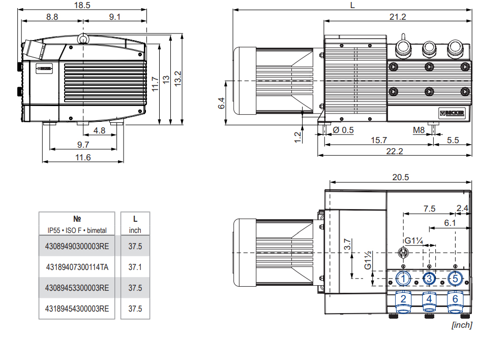 Becker DVT 3.140, G007152 / 4M224G215TC, Dimensions