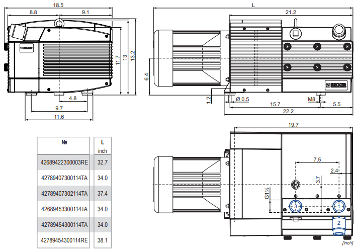 Becker KVT 3.140, G007155/4M224G213TC, Dimensions