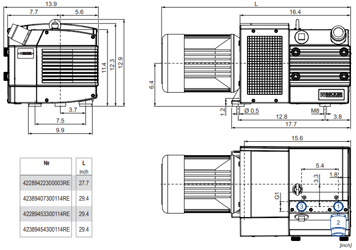 Becker KVT 3.60, G008820, 4M224G182TC, Dimensions