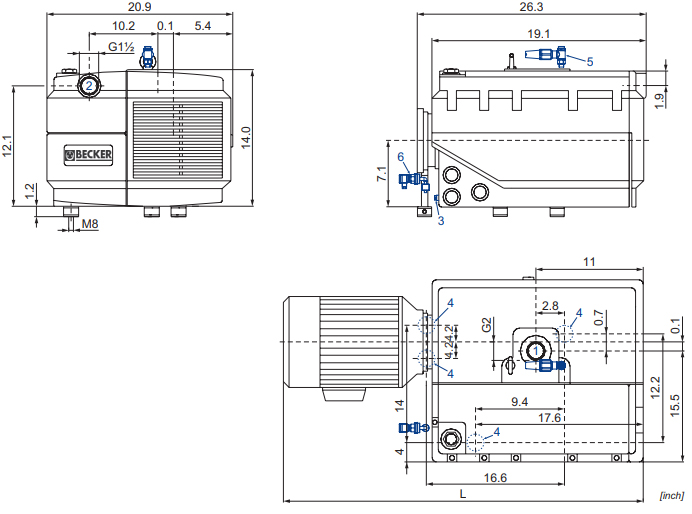 Becker U 4.250 SA/K, Dimensions