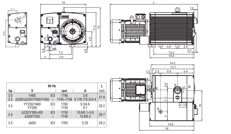 Becker U 5.100, Dimensions