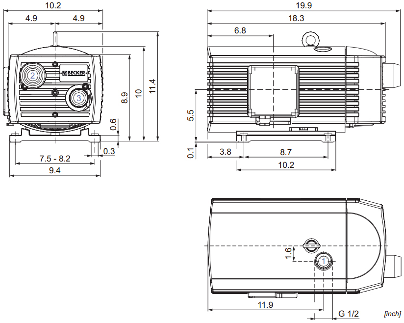 Becker VT 4.25, G008786, Dimensions