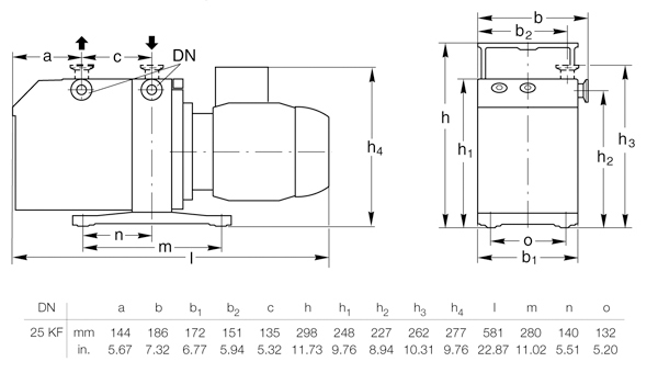 Leybold D25B TRIVAC Dimensions