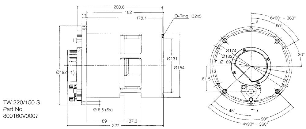 Leybold Oerlikon TW 220/150 S Dimensions, 800160V0007