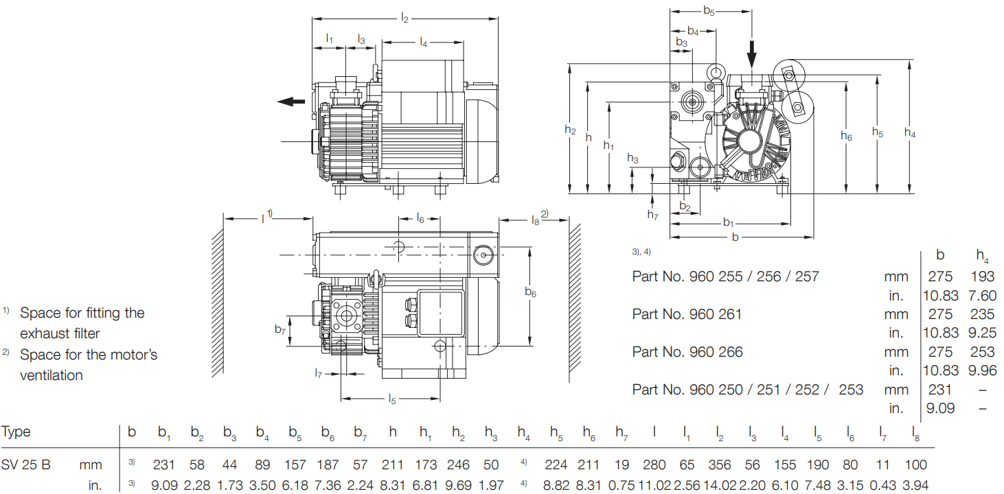 Leybold SOGEVAC SV25B Dimensions, 960261