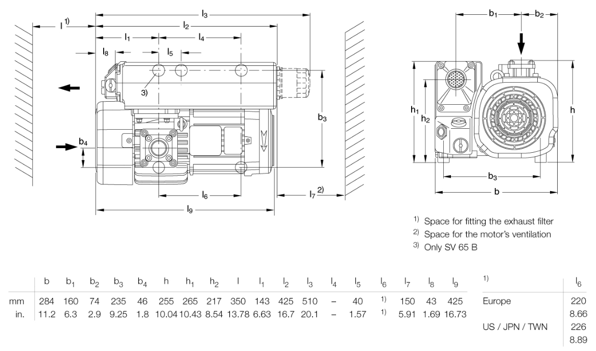 Leybold SOGEVAC SV40B Dimensions, 960314