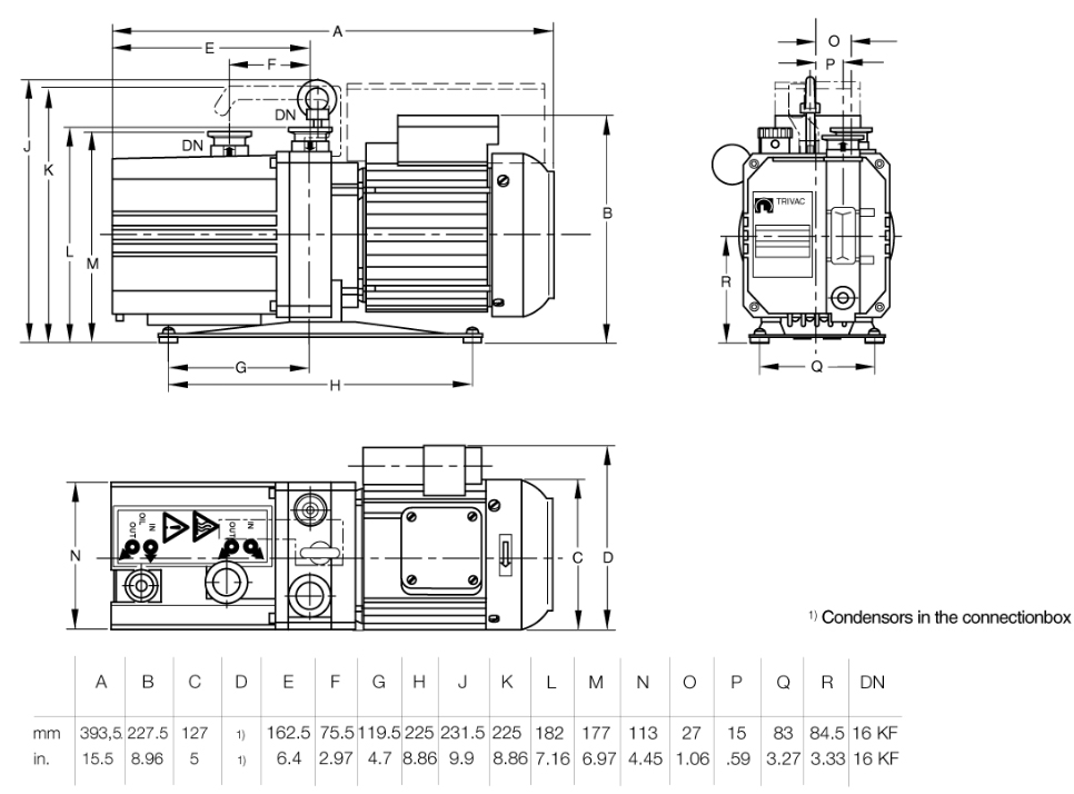 Leybold TRIVAC D2.5E Dimensions, 140001