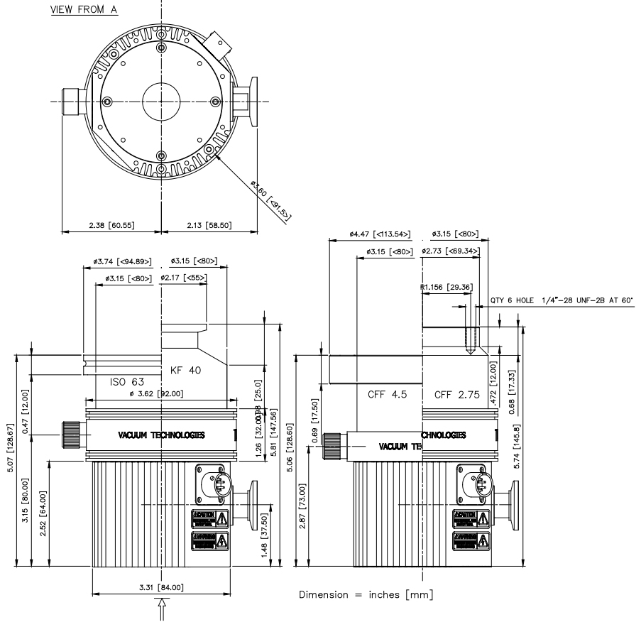 Agilent TV 81T Dimensions, 9698905M002