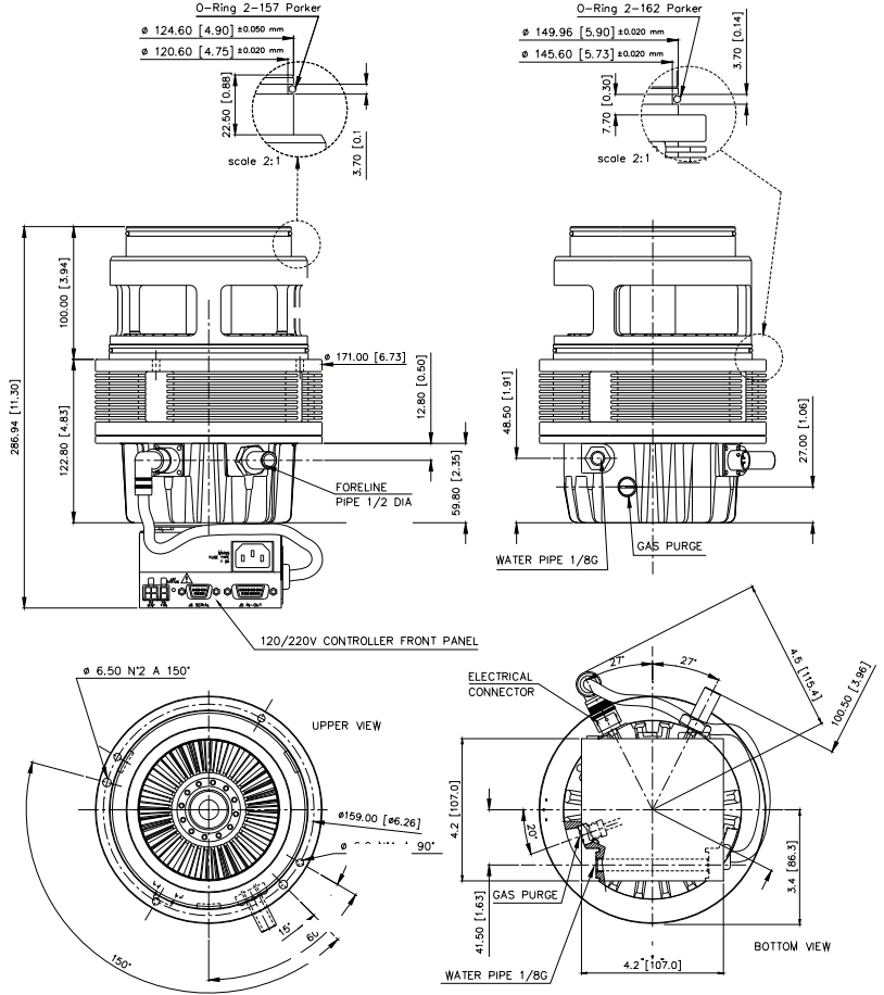 Agilent TV401/301, 9698928, 9698928M002 Dimensions