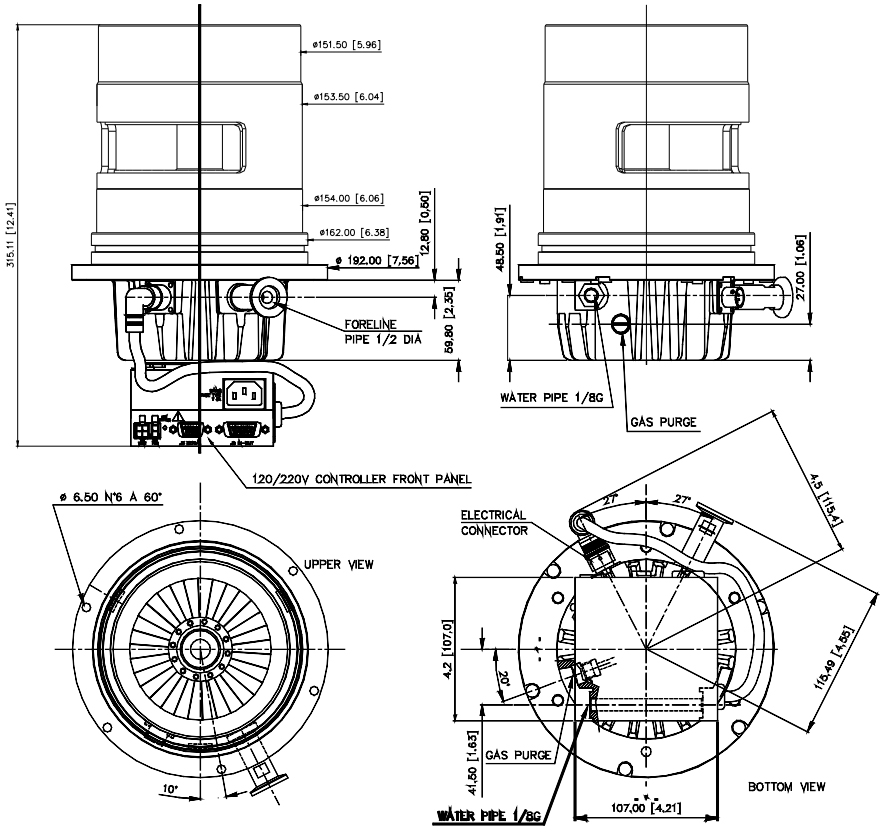 Agilent TV401/301, 8698928, 8698928R003 Dimensions