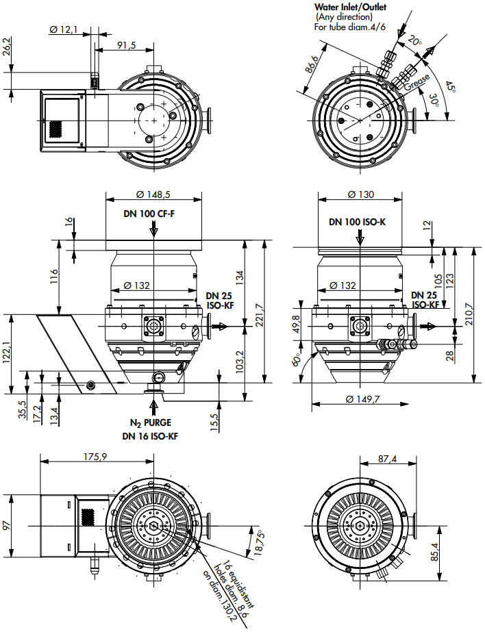 Alcatel Adixen ATP 150 Dimensions, H13111