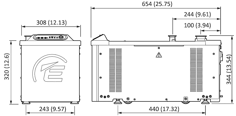 Edwards nXL110i NW40 200-230V 50/60 Hz, A77012320, TDimensions