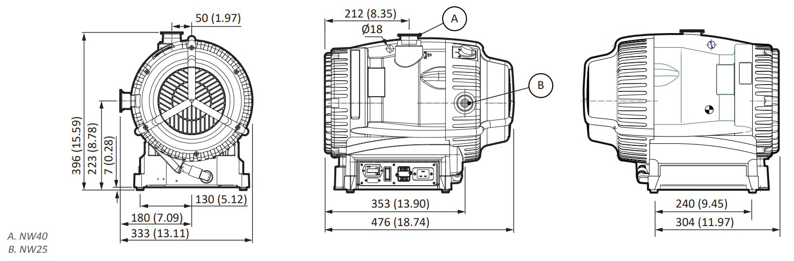 Edwards nXDS35i, Dimensions, A73001983