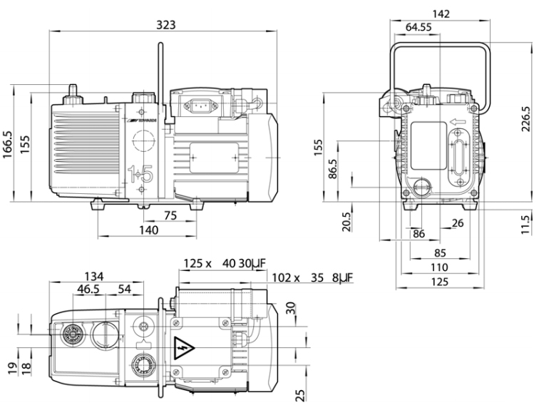 Edwards E2M1.5, A37142902, Dimensions