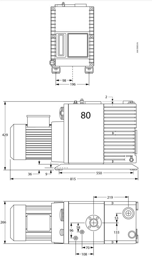 Edwards E2M40, Dimensions