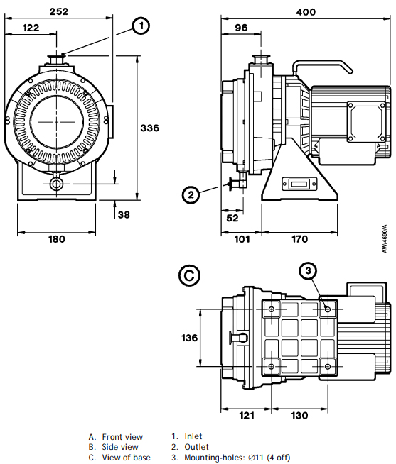 Edwards ESDP12 Dimensions