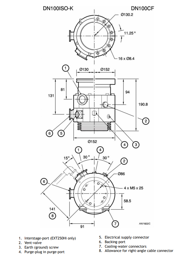 Edwards EXT250Hi Turbo Pump, DN 100 ISOK Inlet Flange, B740-01-000