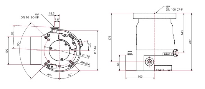 Pfeiffer HiPace 300H 100 CFF Dimension