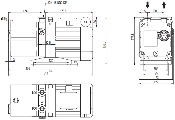 Pfeiffer DUO 2.5, PKD41063E, Dimensions