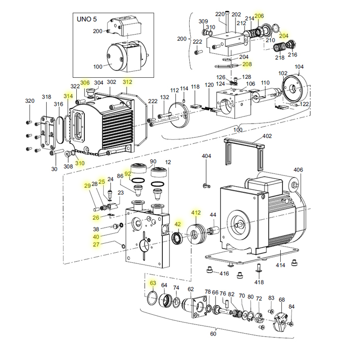 Pfeiffer DUO 1.6, DUO 3, Seal Set, PKE00030T, PK E00 030-T