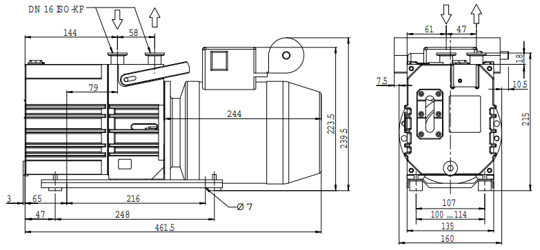 Pfeiffer DUO 5M, PKD61707, Dimensions