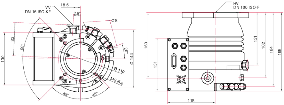 Pfeiffer HiPace 300 100 ISOF Dimension