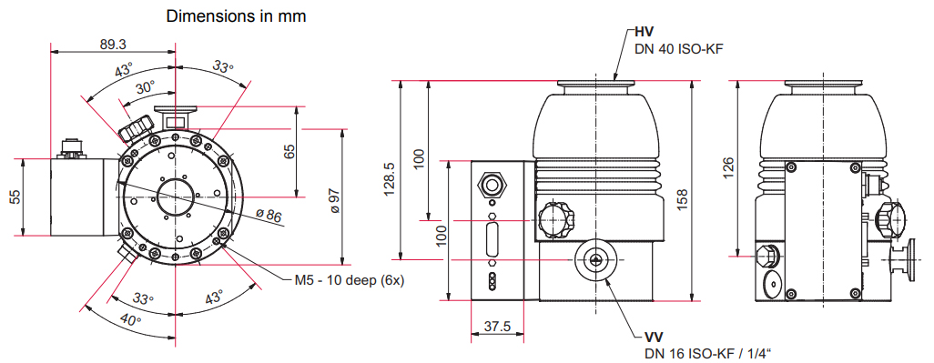 Pfeiffer HiPace 80 Dimensions, PMP03940A, PM P03 940 A