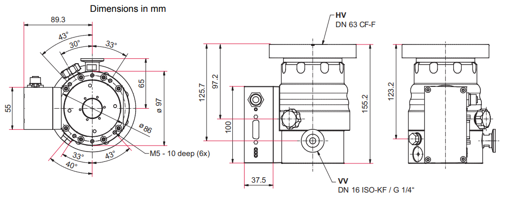 Pfeiffer HiPace 80 Dimensions, PMP03940A, PM P03 940 A