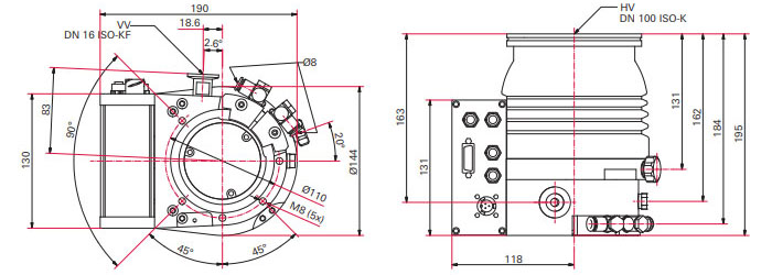 Pfeiffer HiPace 300 Dimensions, PMP03900