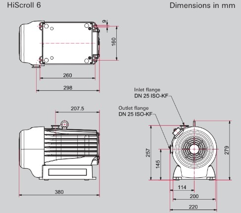 Pfeiffer HiScroll 6 Dimensions