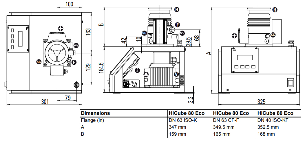 Pfeiffer HiCube 80 Dimensions, PM025018-AT / PM 025 018 AT