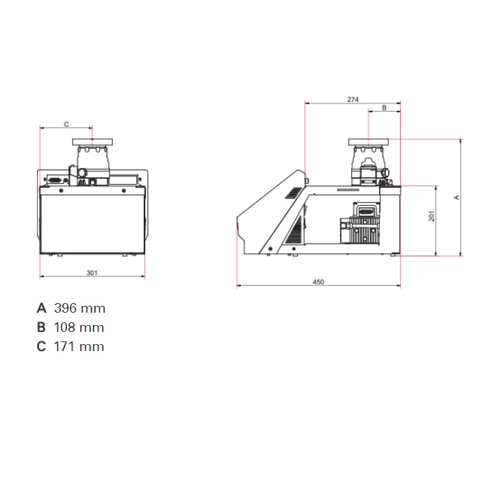 Pfeiffer HiCube 300 NEO Dimensions, 