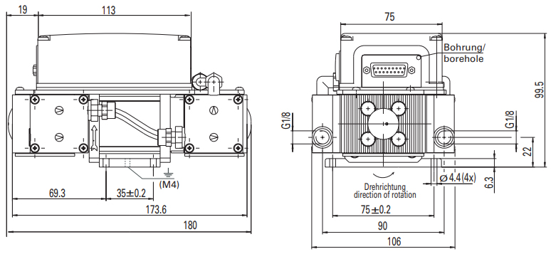 Pfeiffer Vacuum MVP 006-4 Diaphragm Pump, 24 V DC, PKT05070, PK T05 070B Dimensions