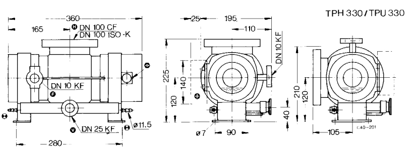 Pfeiffer TPU 330 Dimensions, PM P01 240, PMP01240