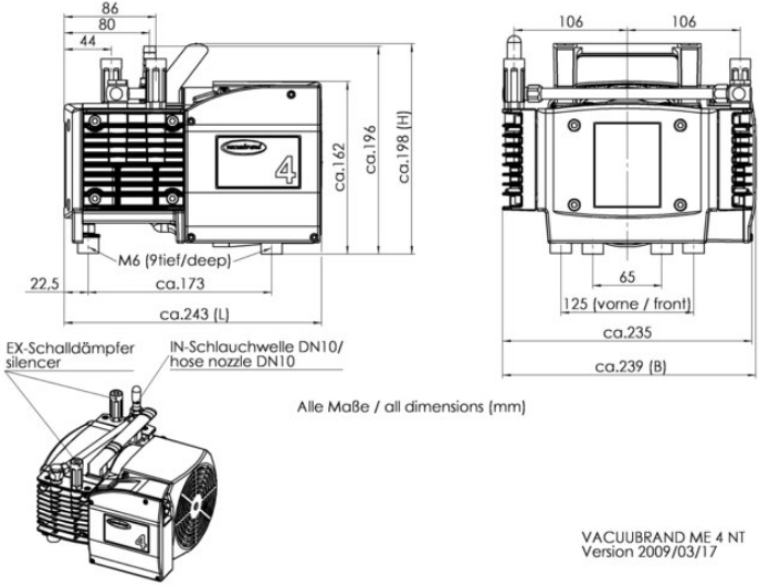 vacuubrand me 4 nt dimensions, 731100, 20731100