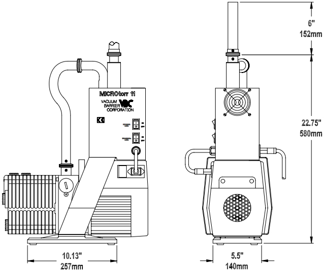 vbc microtorr 11d Dimensions