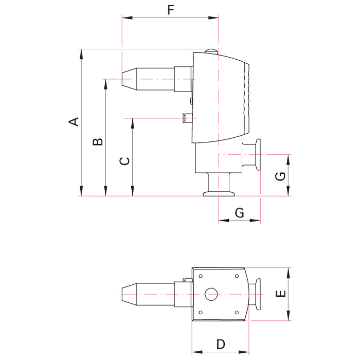 Pfeiffer AVC 025 PA, Angle Valve, Electropneumatic, with PI, 200